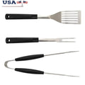 3 Piece Stainless Steel BBQ Grill Set Fork Tongs Spatula Durable Non Slip Handles Perfect Summer Cookouts