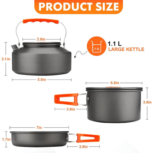 26pcs Camping Cookware Mess Kit for 2-4 People Aluminum Portable Outdoor Tableware Cookset Cooking Kit BBQ Picnic Equipment