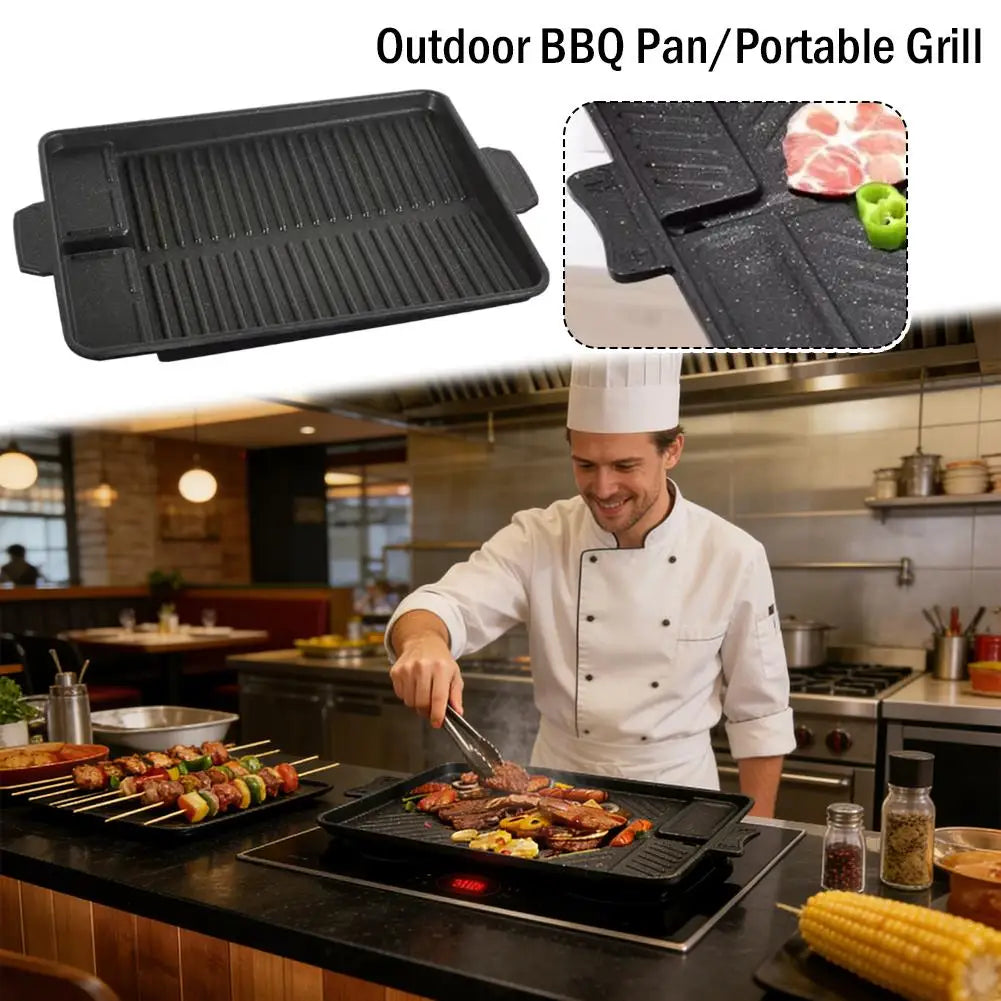 Maifan Stone Nonstick Smokeless BBQ Plate Portable Outdoor Camping Indoor Kitchen Black Healthy Teppanyaki Cassette Stove Pan